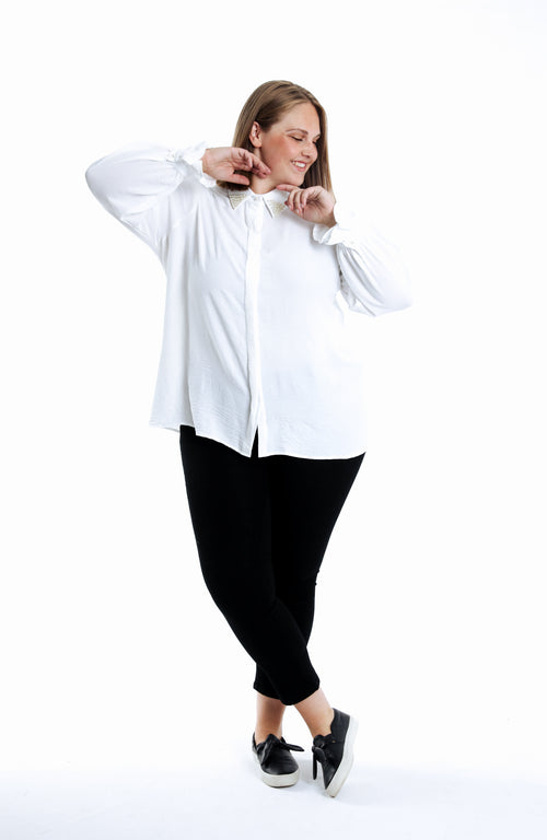 Uni-Bluse mit Perlenkragen-Paprika-5