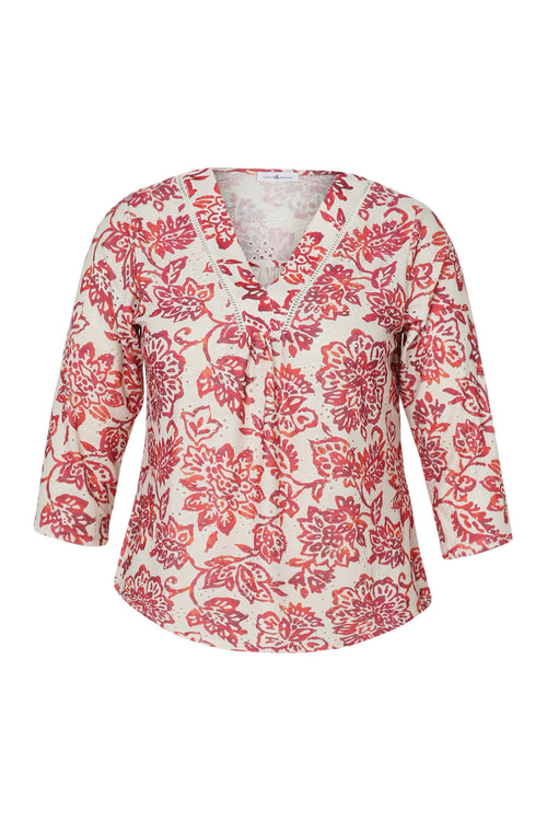  Besticktes T-Shirt mit Blumenprint-Paprika-10