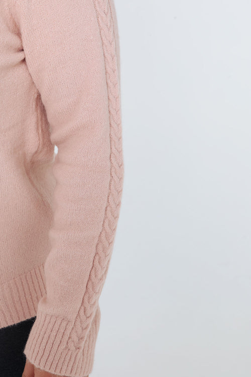 Unifarbener Pullover mit Kabel- und Strassdetails-Paprika-6