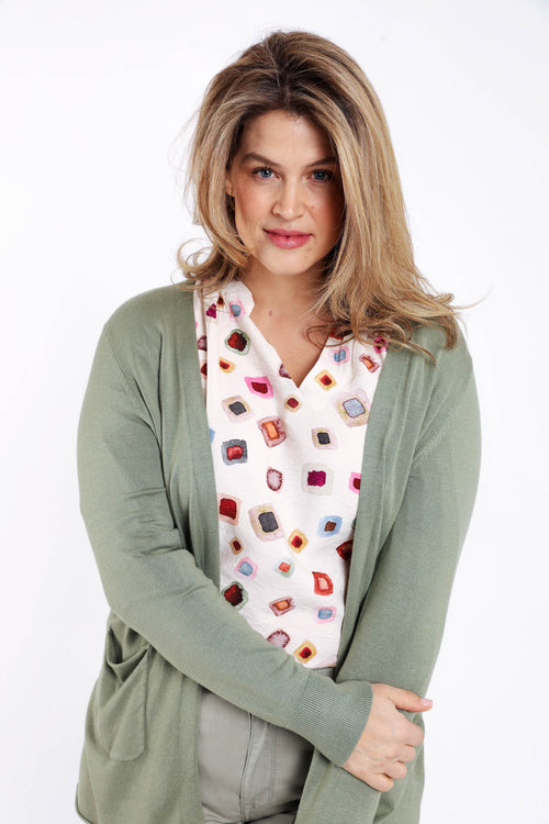 Cardigan fin en viscose uni-Paprika-5