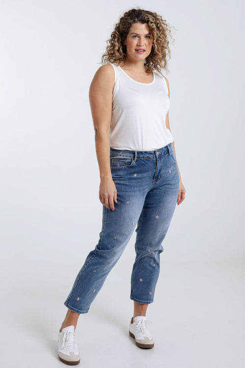 7/8 Slim-Jeans mit gestickten Blumen-Paprika-8