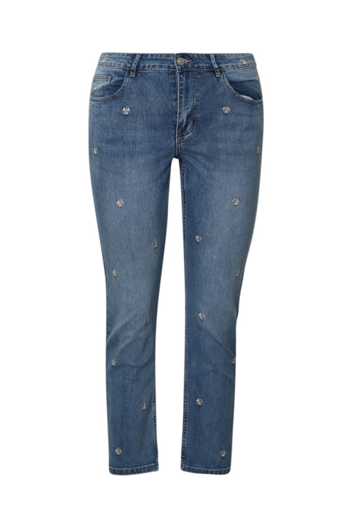 Louise Slim-Jeans 7/8 mit Kleeblattstickerei-Paprika-1