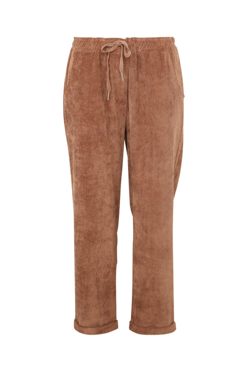 Unifarbene 7/8-Chinohose aus Samt-Paprika-11