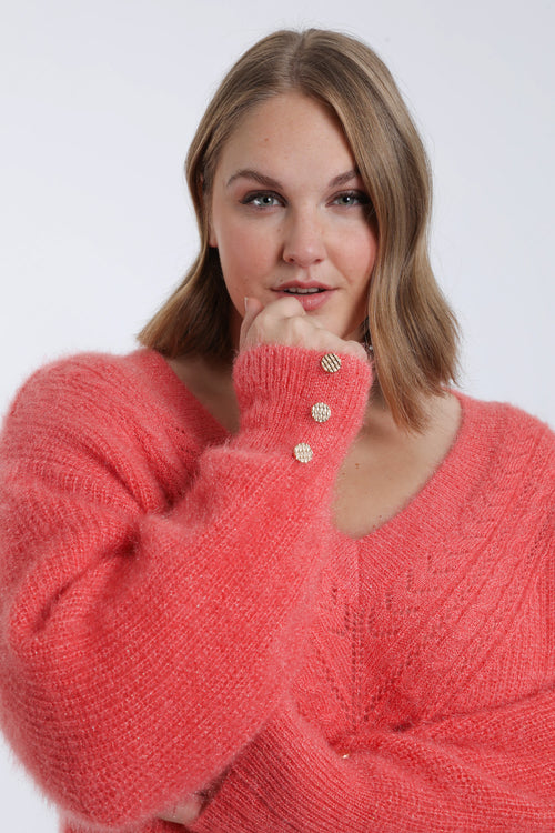 Pull maille poilue uni-Paprika-4