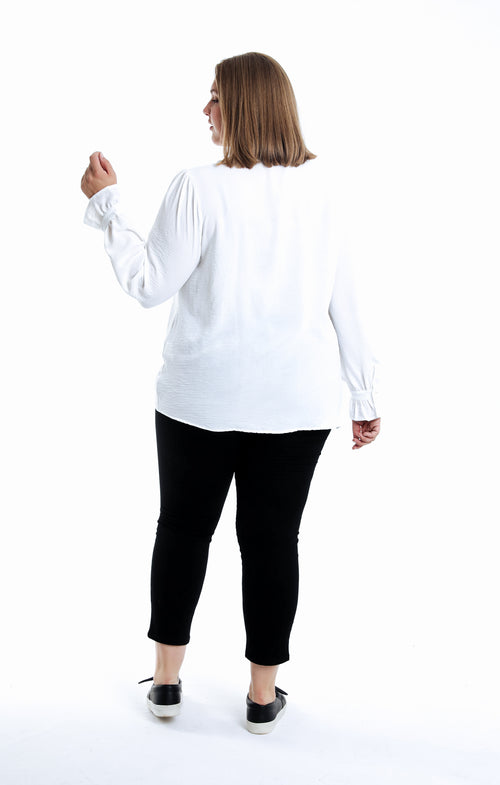 Uni-Bluse mit Perlenkragen-Paprika-2