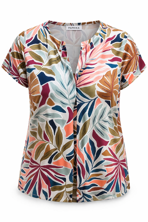 T-shirt imprimé tropical-Paprika-1