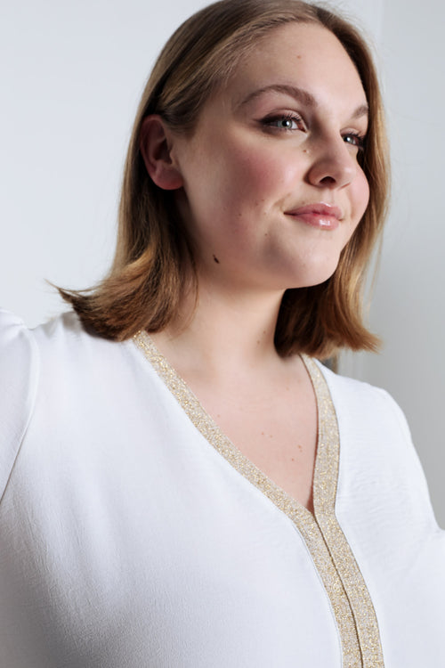 Einfarbige Bluse mit goldener Borte-Paprika-6