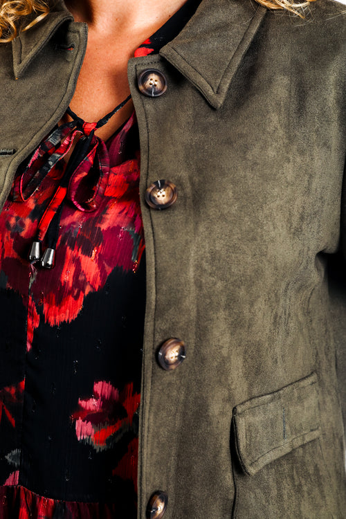 Kurze Jacke aus einfarbigem Wildlederimitat-Paprika-5