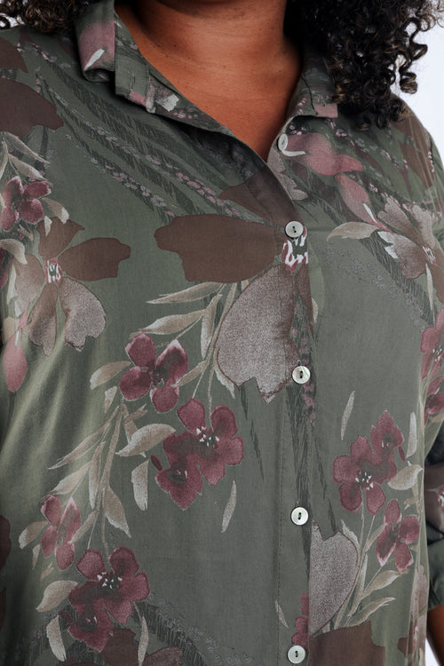 Bedrucktes Lyocell-Hemd mit Blumenmuster-Paprika-5