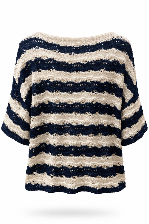 Pull en crochet rayé-Paprika-2