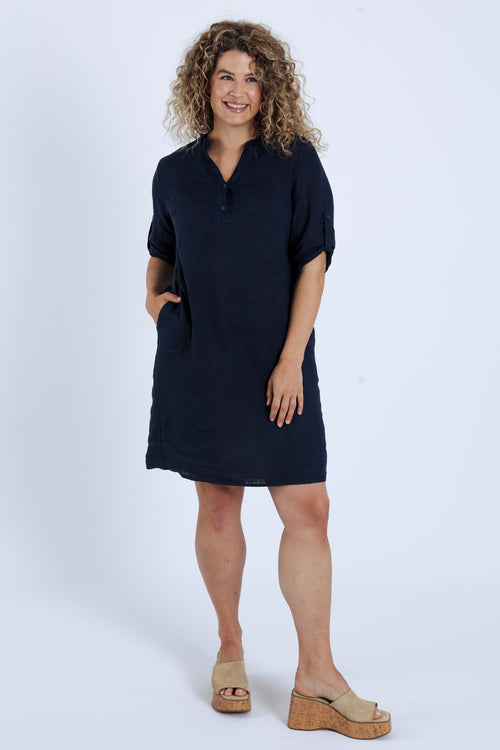 Leinen-Tunika-Kleid uni-Paprika-9