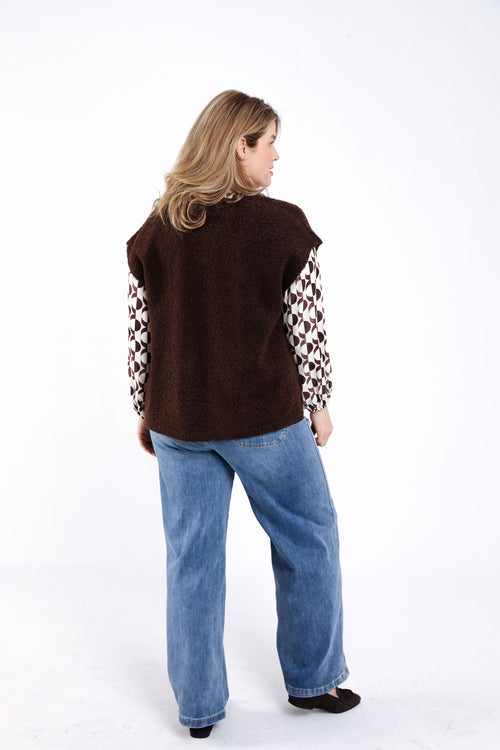 Ärmellose Strickweste aus einfarbigem Bouclé-Strick-Paprika-1