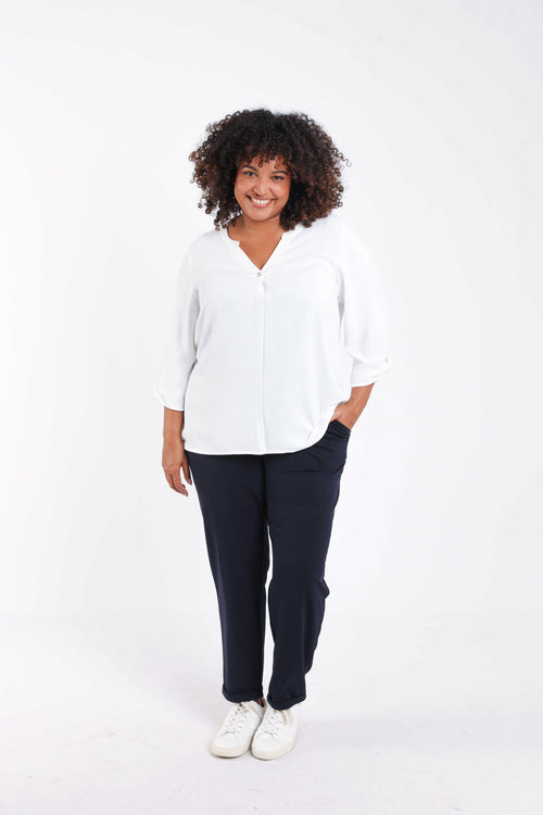 Blouse unie détail bijoux-Paprika-9