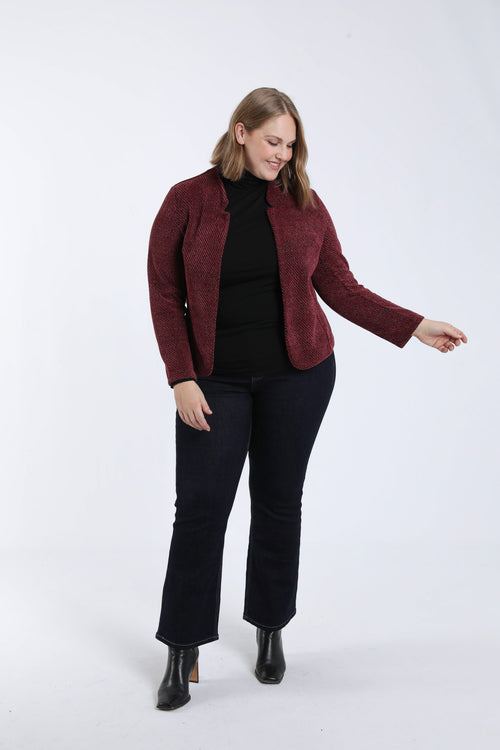 Veste jacquard bicolore avec lurex-Paprika-7