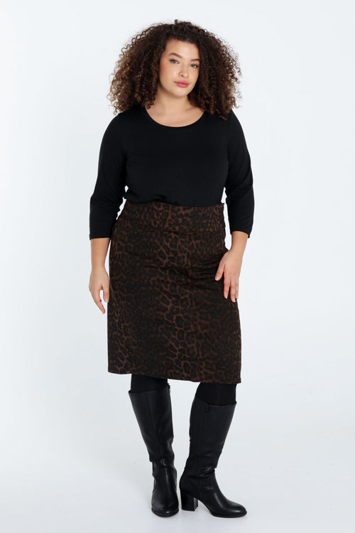Kurzer, gerade geschnittener Rock mit Leopardenmuster-Paprika-7