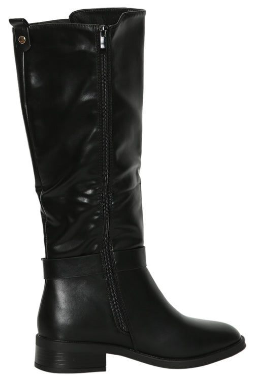Flache Reitstiefel mit Schnalle-Paprika-5