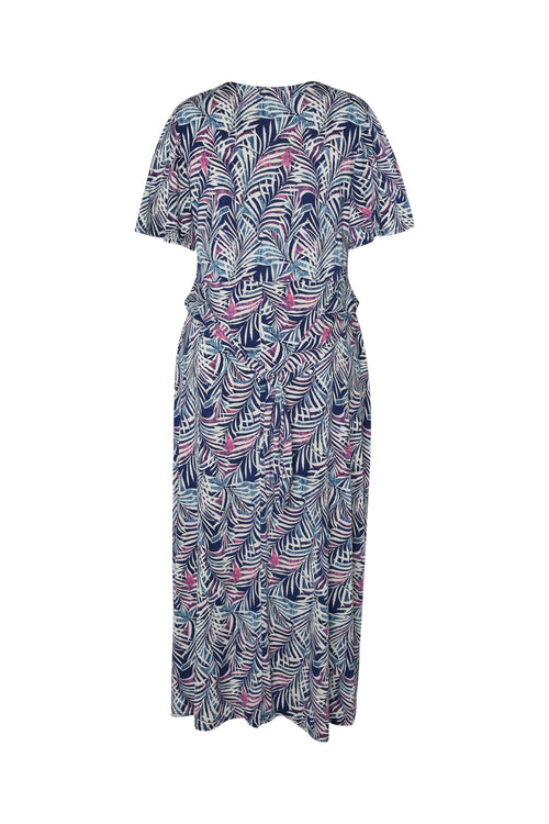 Langes Kleid mit Blätterdruck-Paprika-2