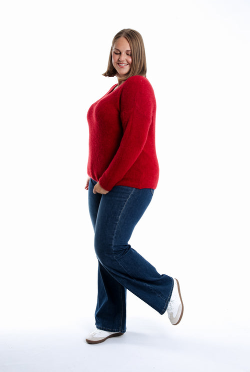 Pullover mit einfarbiger Alpakawolle-Paprika-5