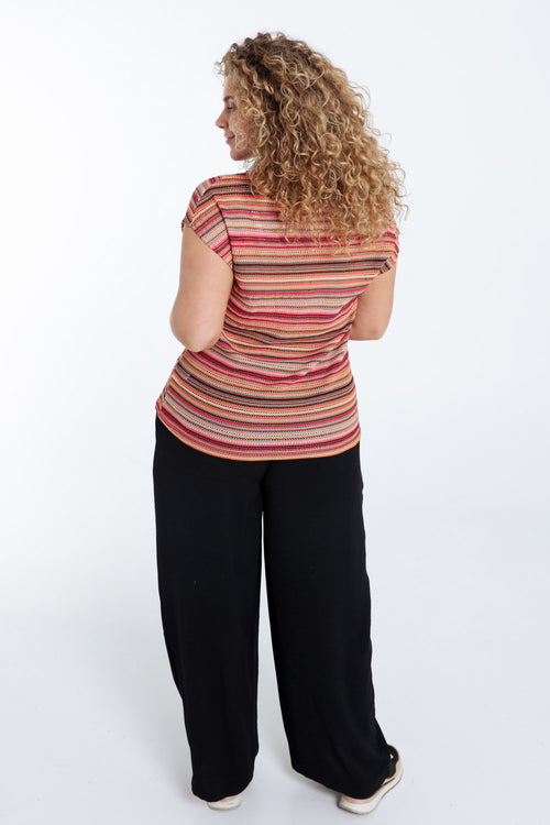 Gestreiftes Spitzen-T-Shirt-Paprika-2