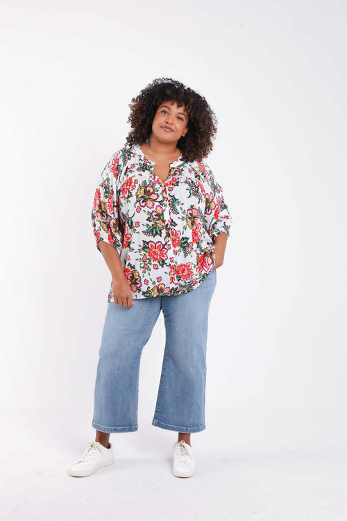 Bedruckte Viskosebluse mit Blumenmuster-Paprika-7