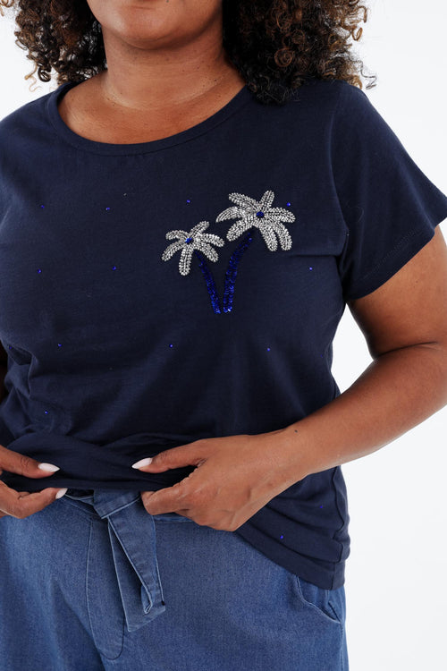 T-shirt aus Baumwolle mit Palmen aus Pailletten-Paprika-4