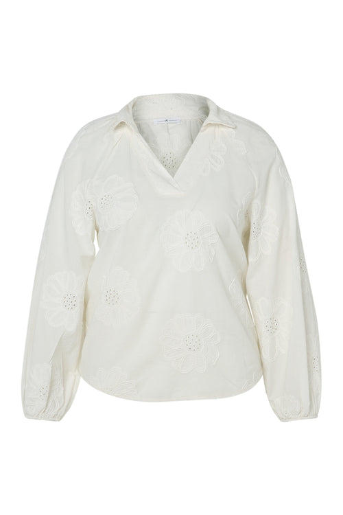 Bluse aus einfarbiger Baumwolle mit Stickereiblumen-Paprika-10