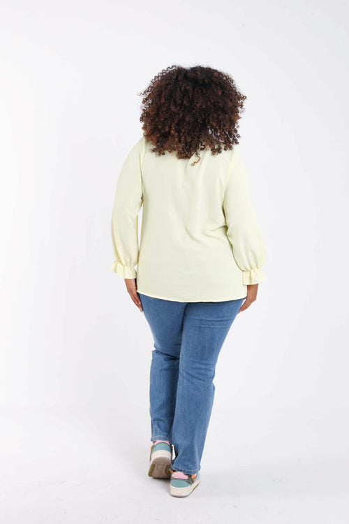 Blouse unie avec volants-Paprika-2