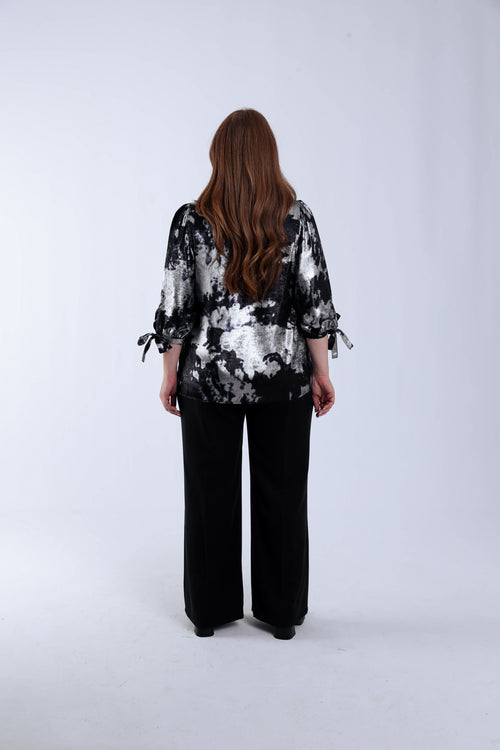 Satiniert wirkende Bluse im Tie-Dye-Stil-Paprika-2
