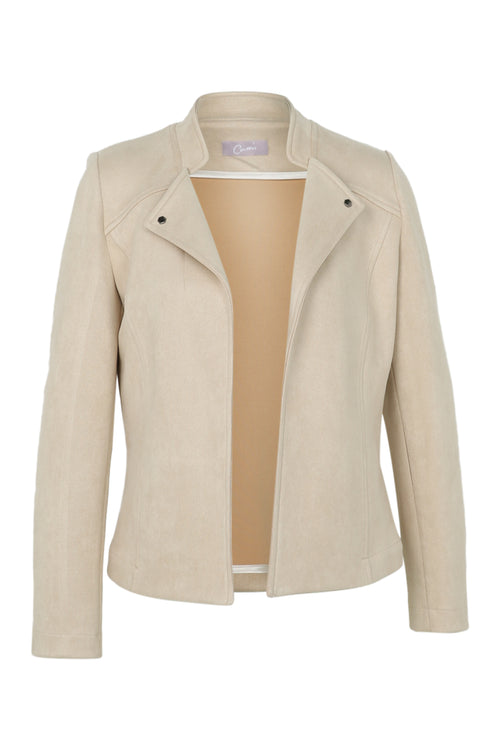 Kurze, unifarbene Motorradjacke in Wildlederoptik-Paprika-10