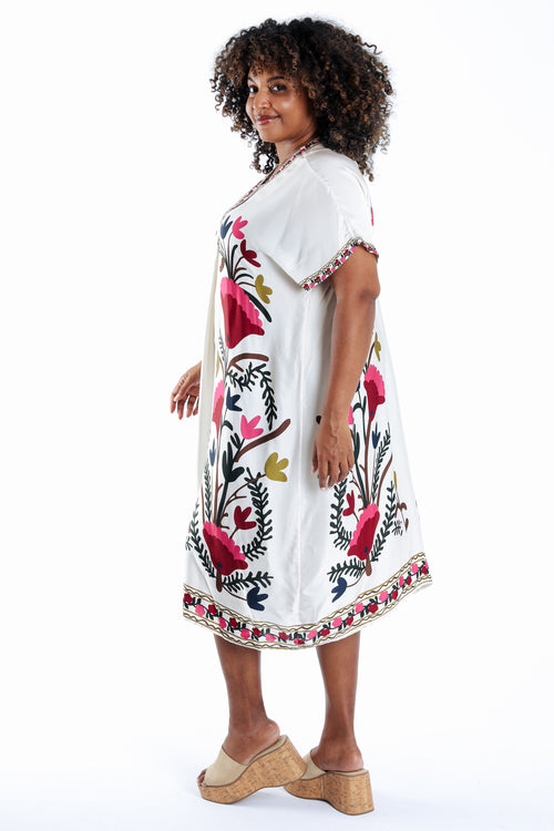 Kleid aus bedrucktem Viskosestoff im Folklore-Stil-Paprika-2