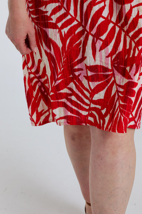 Kleid aus Viskose mit Blattdruck-Paprika-5