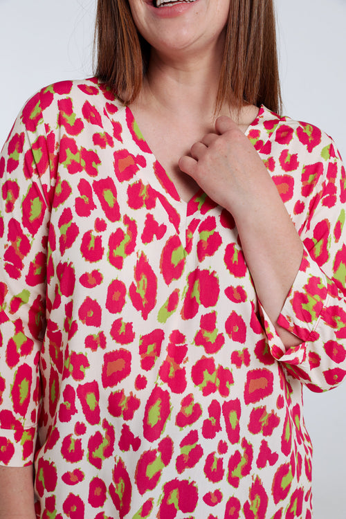 Tierhaut-Muster Viskosebluse-Paprika-4