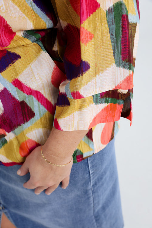 Bluse aus Viskose mit grafischem Muster-Paprika-3