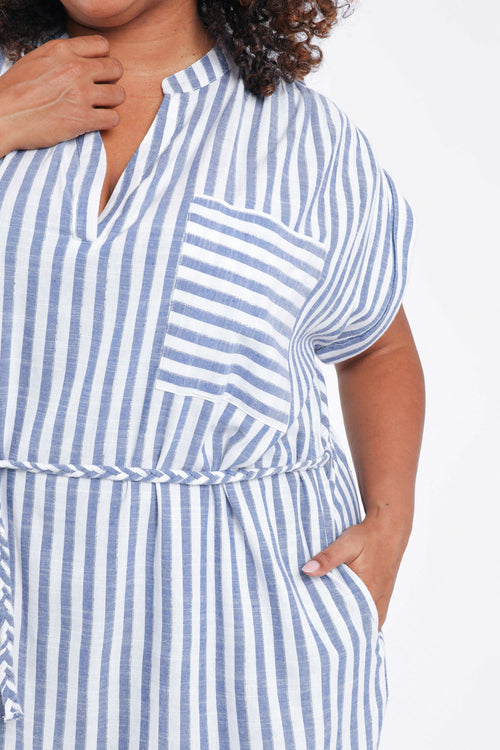 Robe longue en viscose rayée-Paprika-4