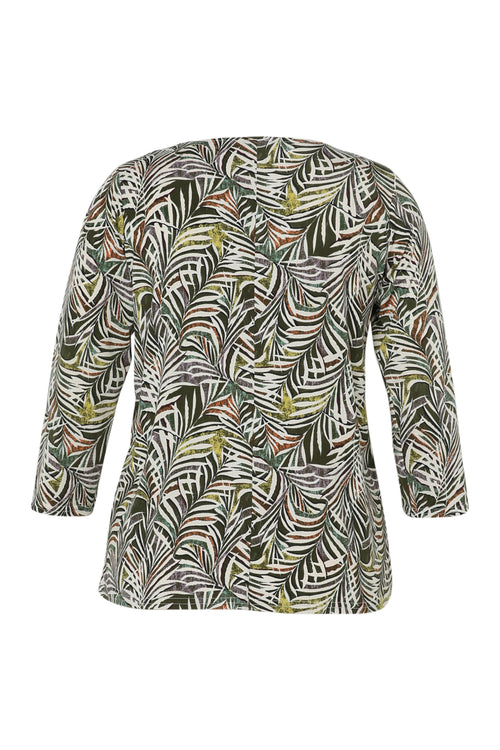 T-shirt en maille froide imprimé feuilles-Paprika-11