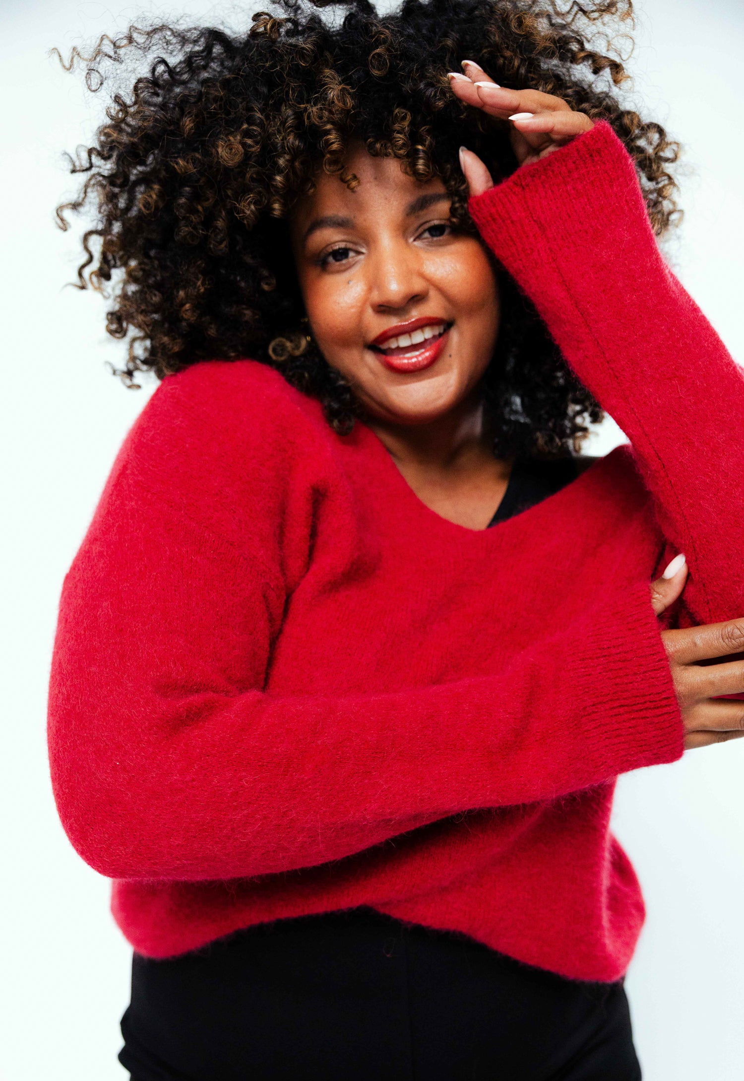 Pullover mit einfarbiger Alpakawolle – Paprika Pullover mit einfarbiger Alpakawolle – Paprika