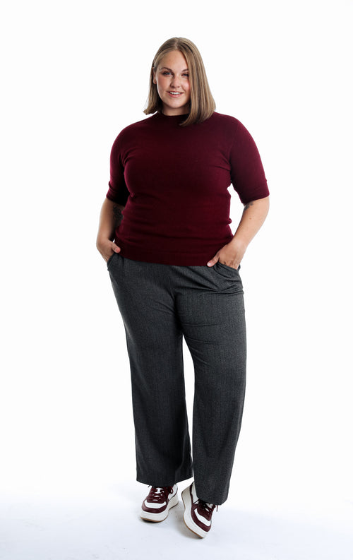 Uni kurzärmeliger Pullover-Paprika-5