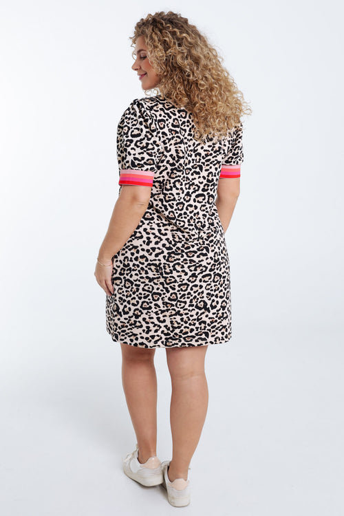 Kleid mit Leopardenmuster und Sportbändern-Paprika-2