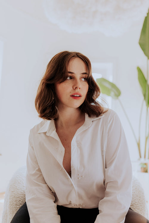 Unifarbenes Popeline-Hemd mit Perlen-Paprika-1