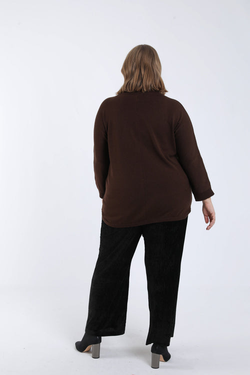 Pull tunique col roulé uni-Paprika-2