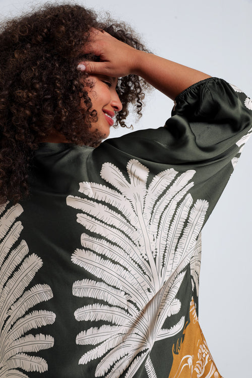 Bluse aus Viskose mit Palmenmuster-Paprika-3