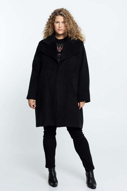 Lange Wolljacke mit großem Kragen und Druckknöpfen-Paprika-6