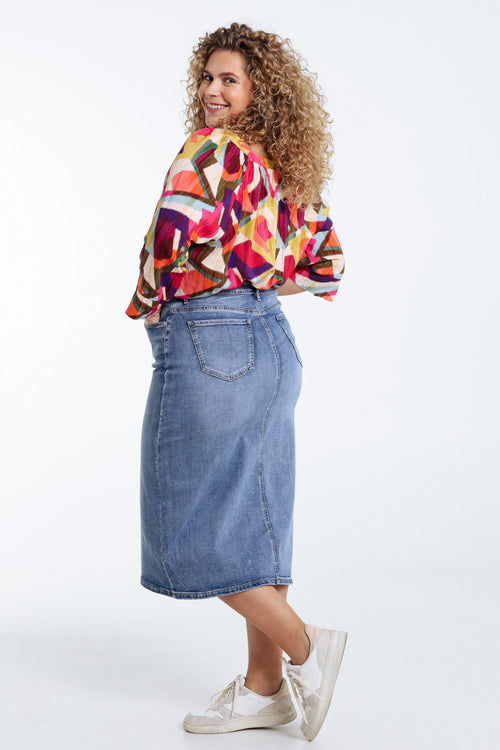 Bluse aus Viskose mit grafischem Muster-Paprika-9