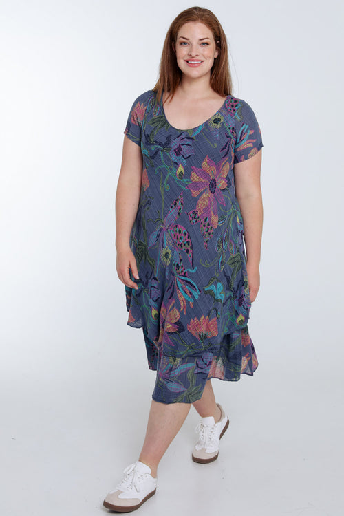 Kleid aus Baumwoll-Gaze mit Blumenmuster-Paprika-8