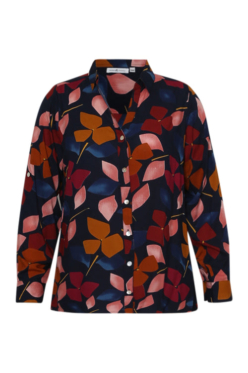 Bluse aus bedruckter Viskose mit Blumenmuster-Paprika-1