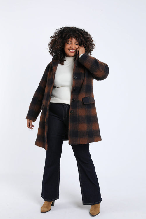 Karierter Wollmantel mit Kapuze-Paprika-8