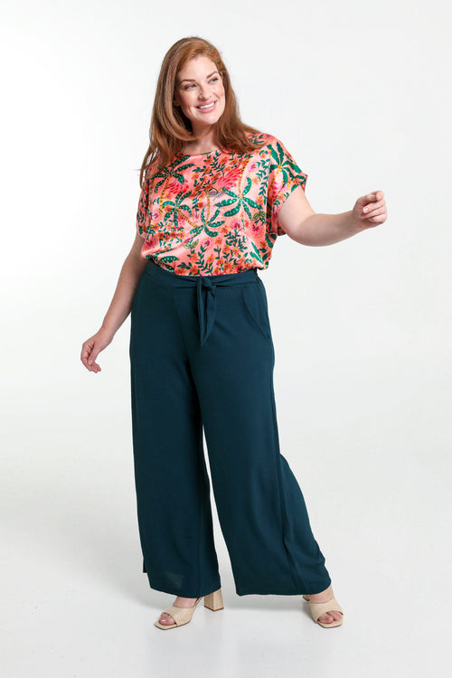 Locker geschnittene, unifarbene Hose mit geknöpftem Gürtel-Paprika-6