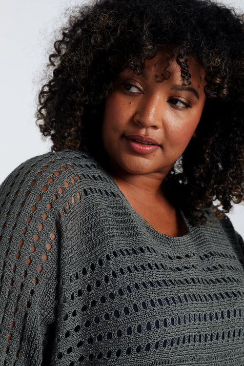 Pull filet rayé en viscose-Paprika-6