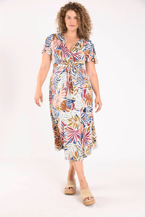 Bedrucktes Wickelkleid mit Blumenmuster-Paprika-7