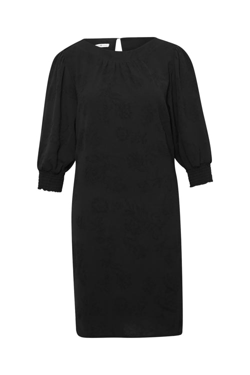 Einfarbiges kurzes Kleid mit Stickereien-Paprika-1